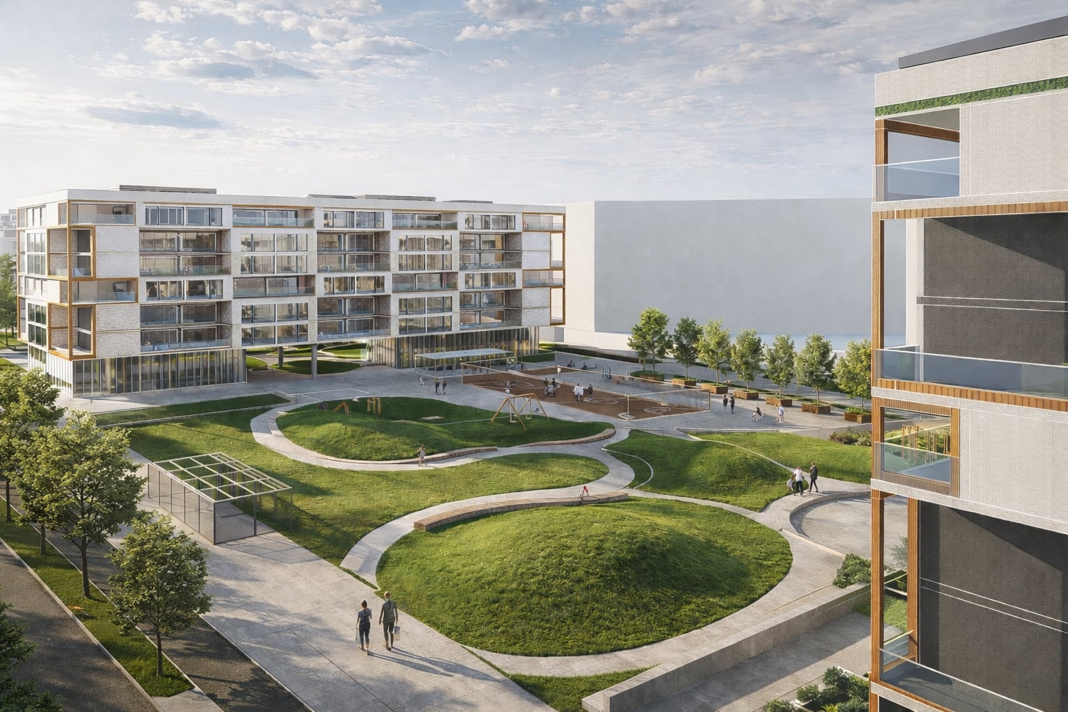 Aerial view of the courtyard within the complex